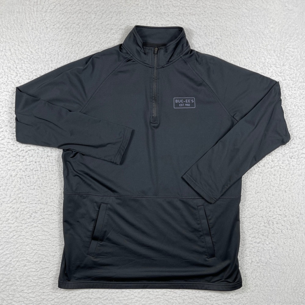 Buc-ee's Quarter Zip Pullover Mens Medium Black Performance Athletic Est 1982
